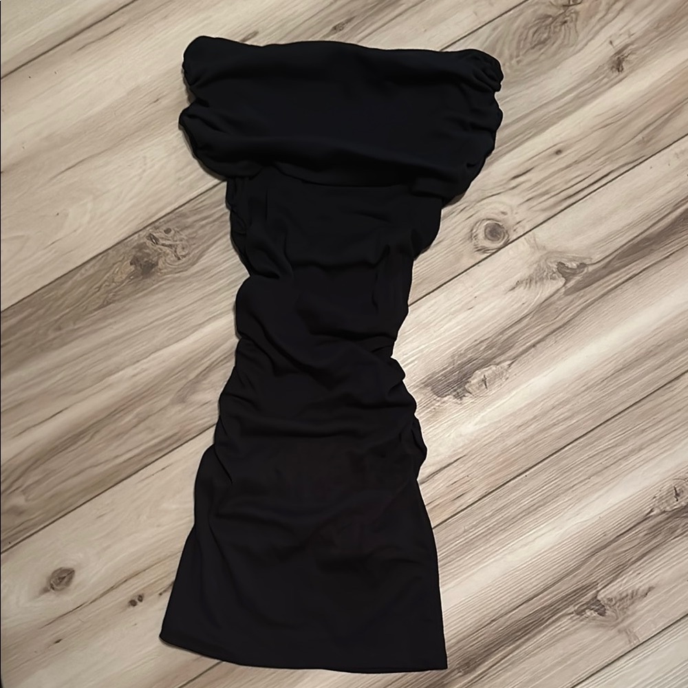 Zara Black Strapless Ribbed Bodycon Dress - Picture 1 of 7